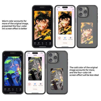 NFC Function Smart Phone Case for Iphone 16 15 14 13 Pro Max E Ink 4 Color Screen DIY Fashion Phone Cover Cartoon Girl New Funda